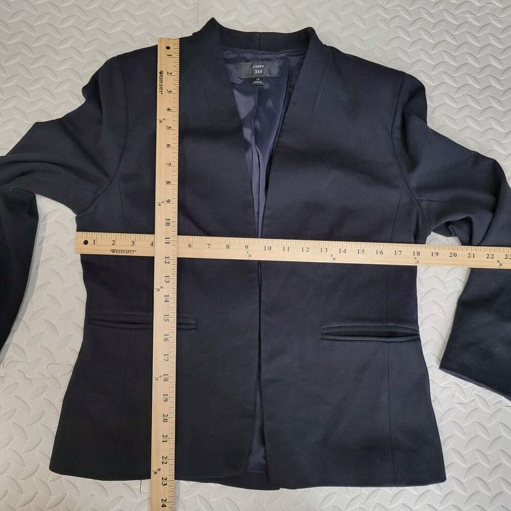 J Crew 365 Black Blazer Women 8 Medium Open Front Collarless Minimalist Corpcore - Picture 7 of 10